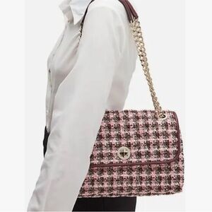 Kate Spade Tweed Natalia Pink and Burgundy Handbag